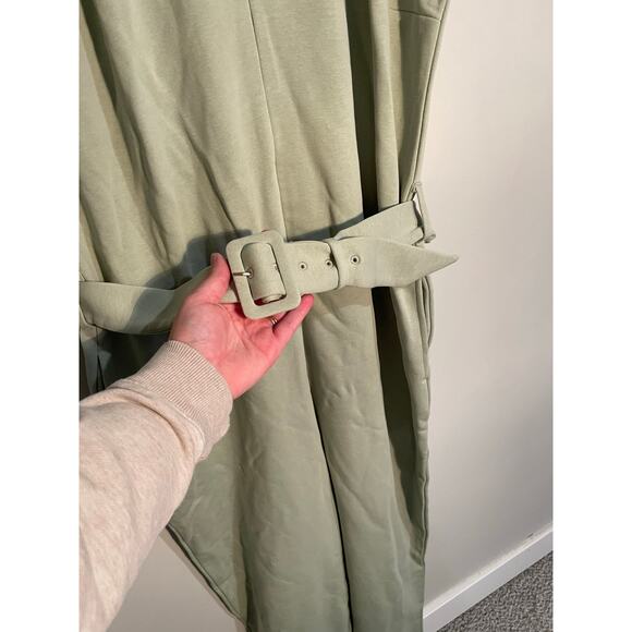 NWT Terea Aria Zipper Front Belted Collared Jumpsuit in Green Plus Size XXL - Picture 4 of 14